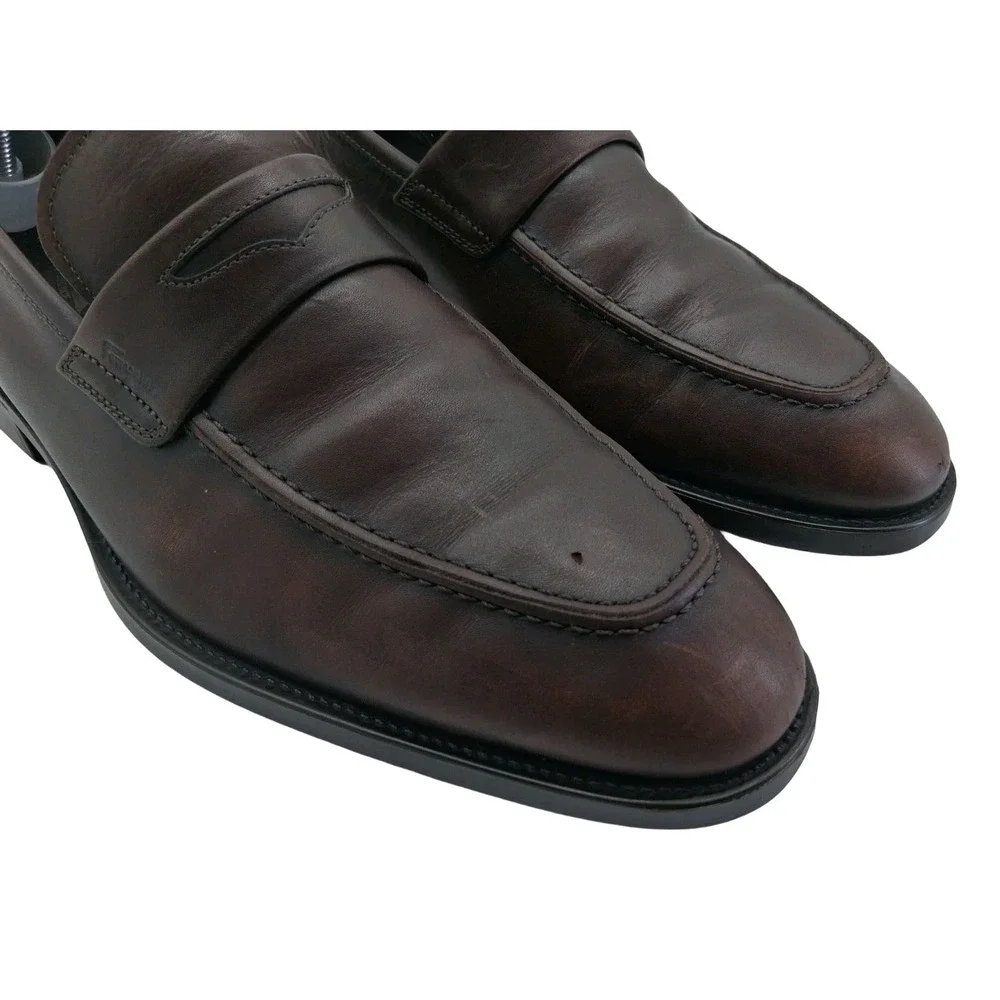 Salvatore Ferragamo Shoes Mens Size 9 Brown Leather Dress Loafers Made Italy EE